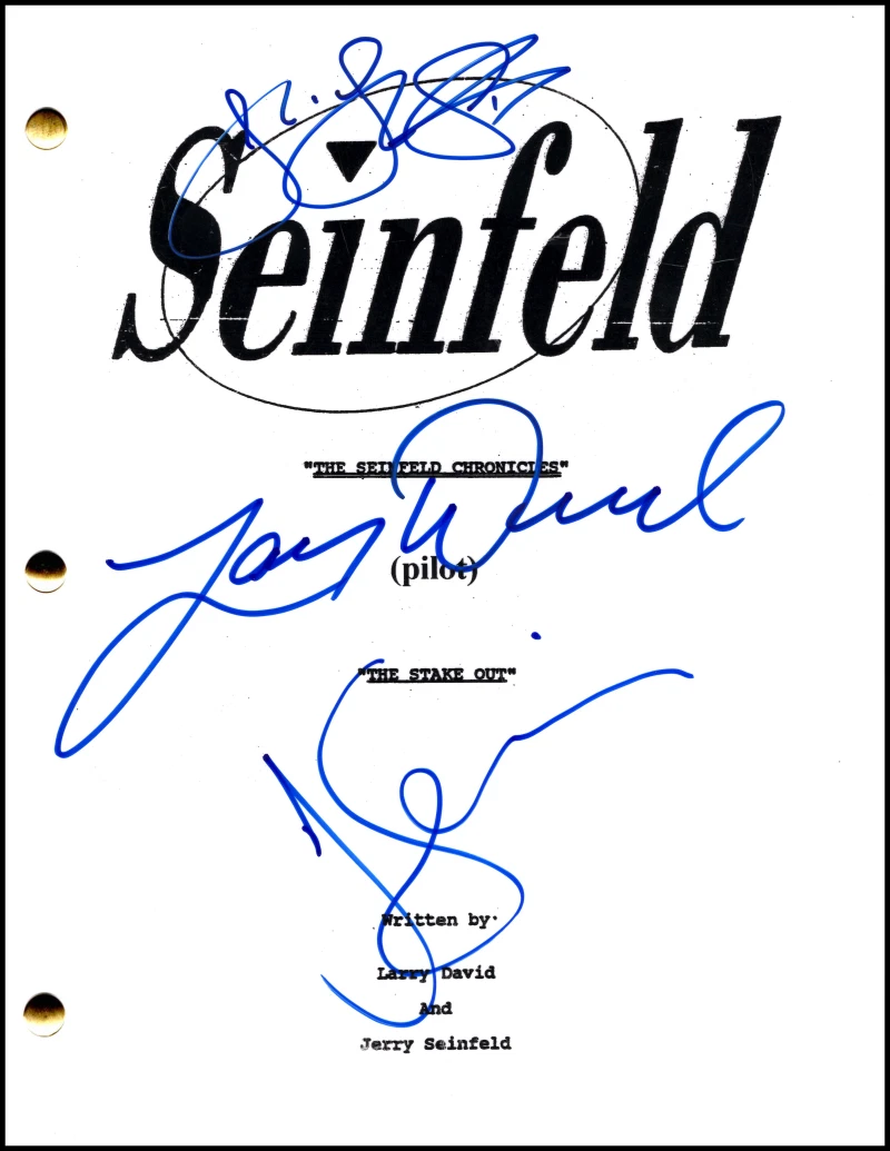 Larry David Jerry Seinfeld & JLD Signed Autograph Full Script Screenplay JSA COA