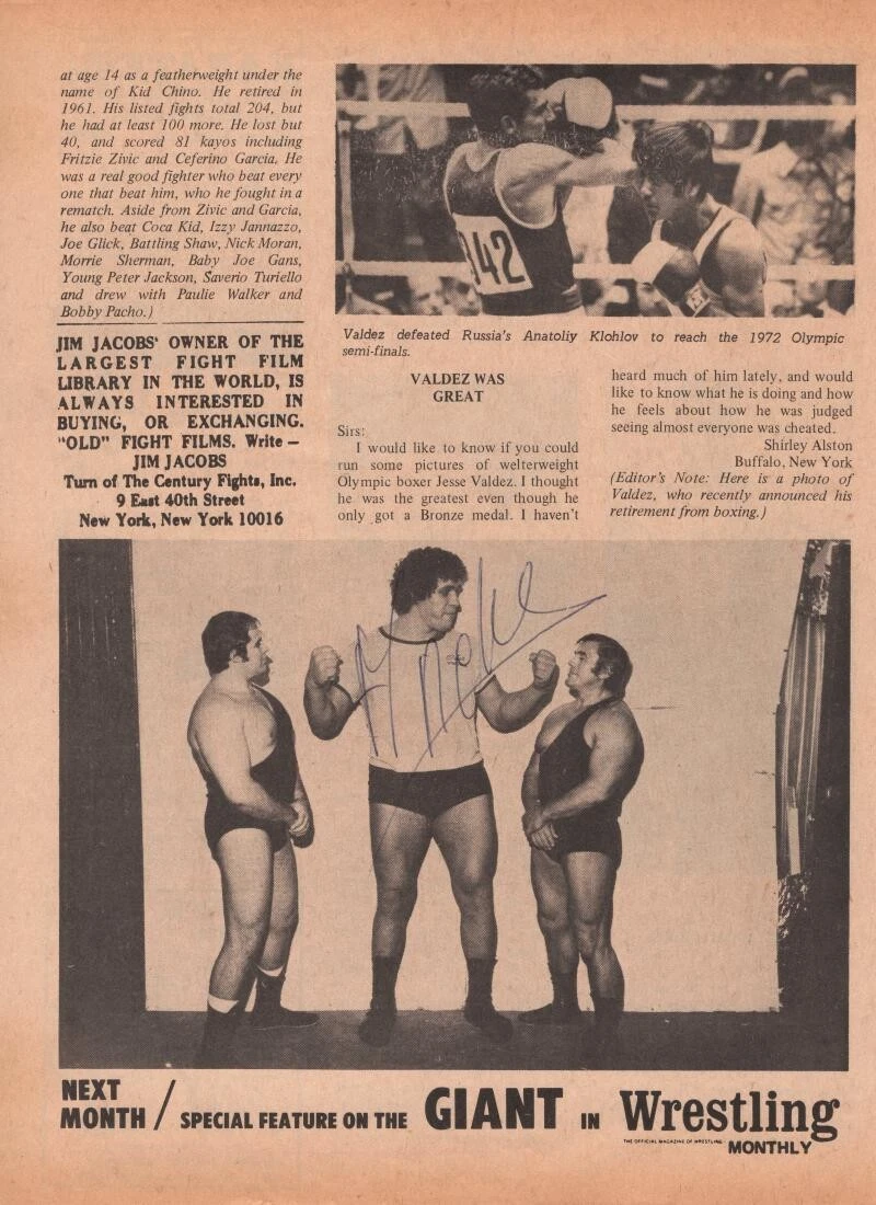 Andre the Giant Signed Autograph 8x11 Magazine Photo Wrestling Icon Beckett COA