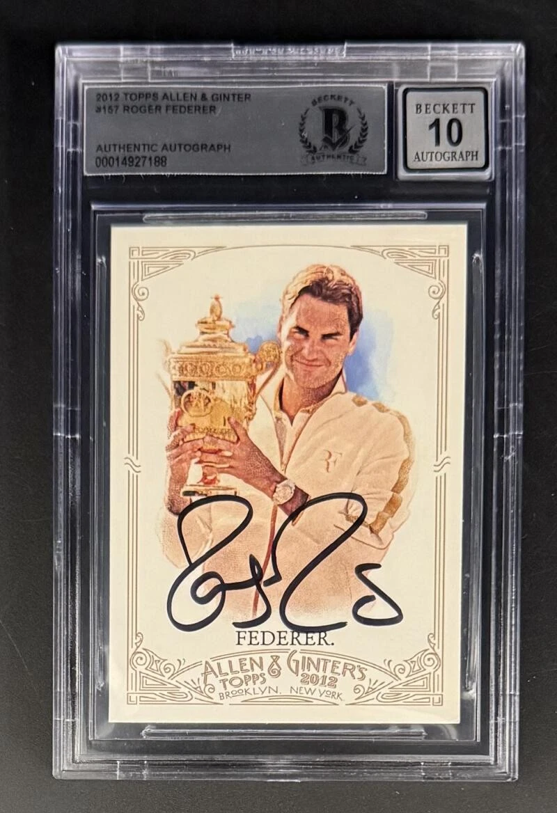 Roger Federer Signed Autograph 2012 Topps Allen & Ginter Beckett GEM MINT 10