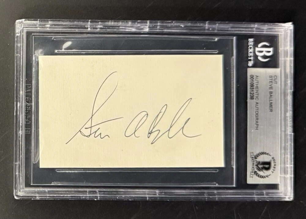 Steve Ballmer Signed Autograph Beckett COA Slabbed Rare Cut Microsoft Card