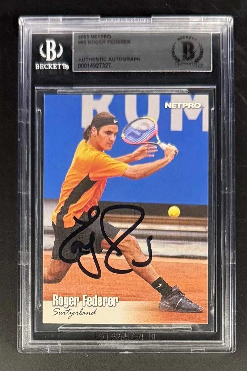 Roger Federer Signed Autograph Beckett COA Slab 2003 Netpro #90 Trading Card