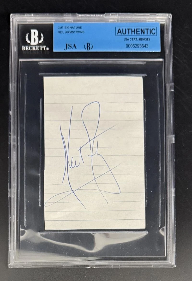 Neil Armstrong Signed Autograph Beckett COA Slab Astronaut Moon Signature Card