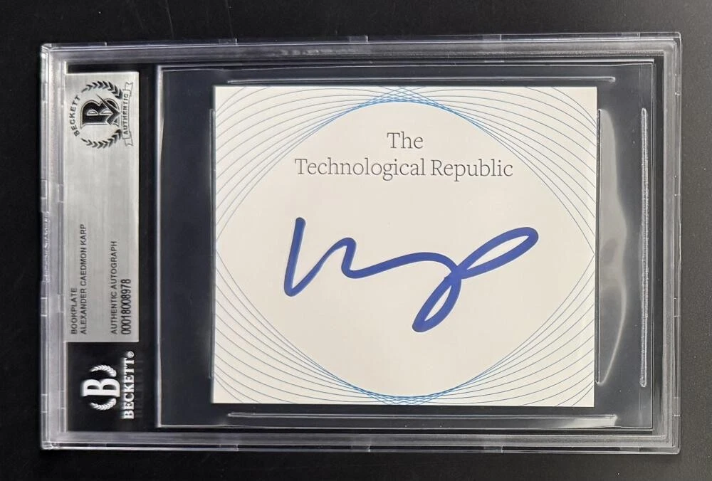 Alex Karp Palantir CEO Signed Autograph Beckett COA Slabbed Cut Book Plate Rare