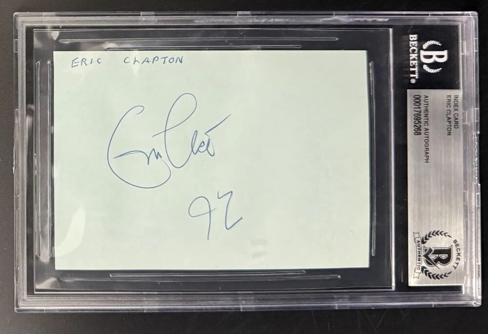Eric Clapton Cream 1992 Signed Autograph Beckett COA Slab Cut Card Signature