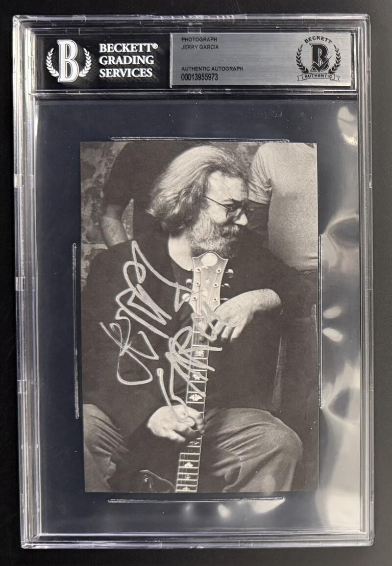 Jerry Garcia Grateful Dead Signed Autograph Beckett Slabbed Encapsulated Photo