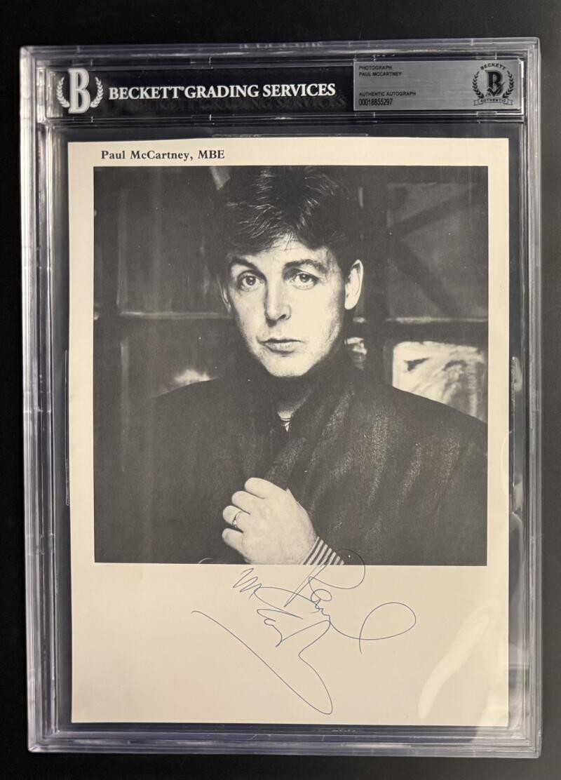 Paul McCartney The Beatles Signed Full Autograph Beckett COA Slabbed Photo Print