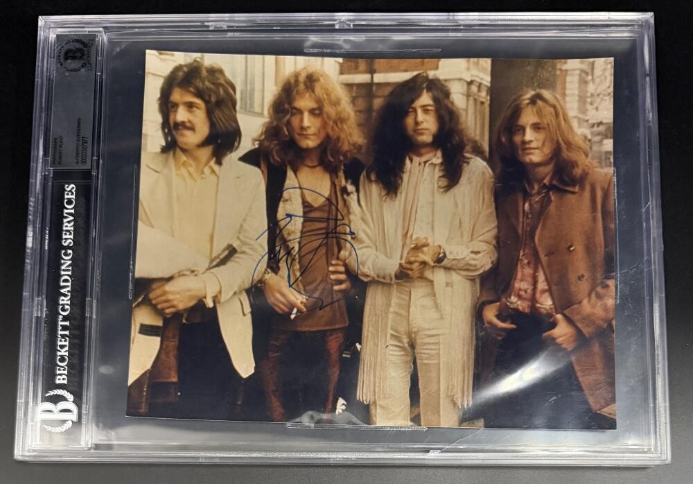 Robert Plant Led Zeppelin Band Signed Autograph Beckett COA Slabbed Photo Print