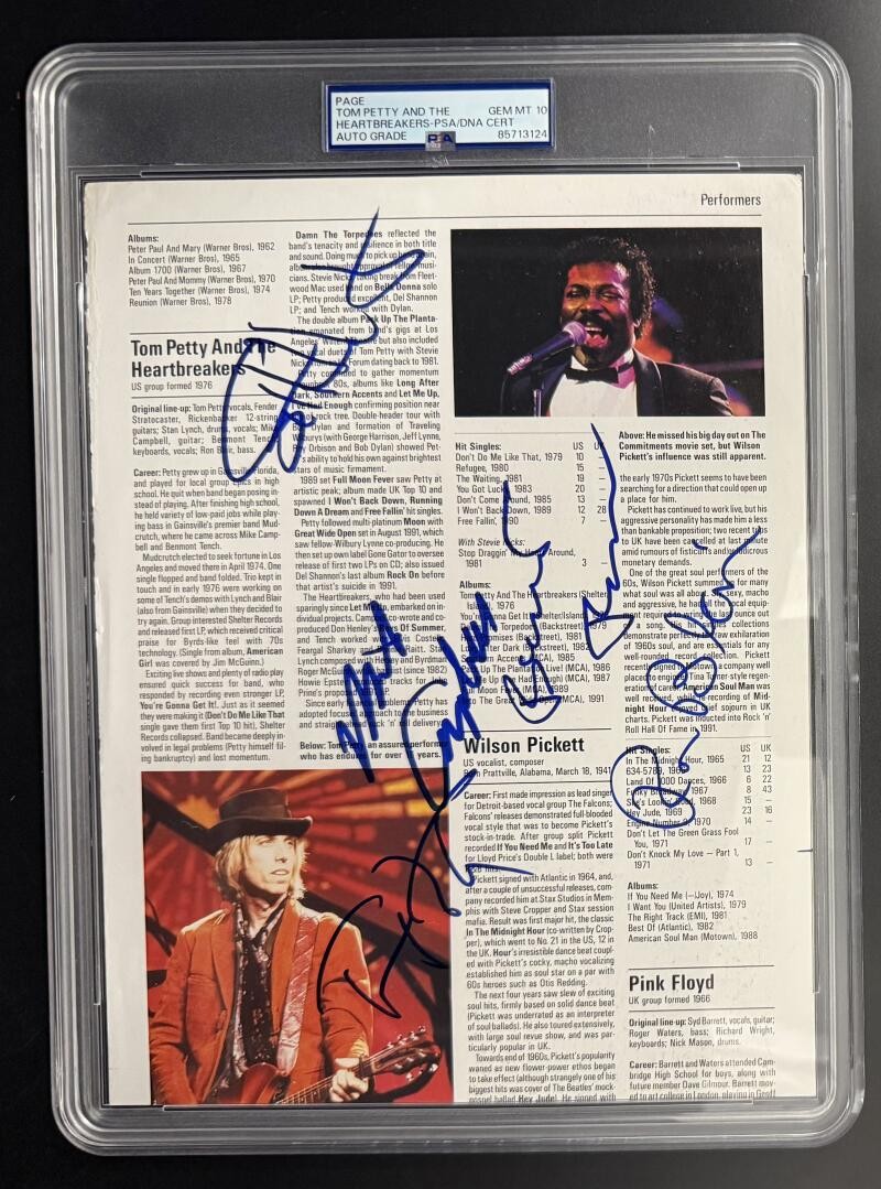 Tom Petty & Heartbreakers Signed PSA/DNA Magazine Page w/ GEM MINT 10 Signatures