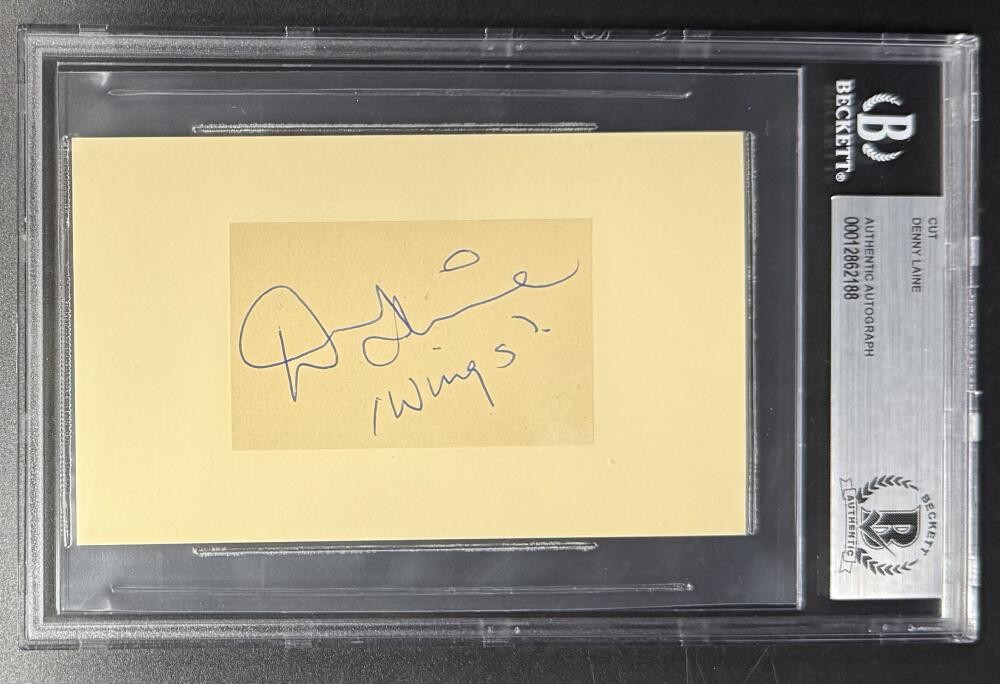 Denny Laine Signed Autograph Beckett COA Slabbed Cut Card Wings Moody Blues
