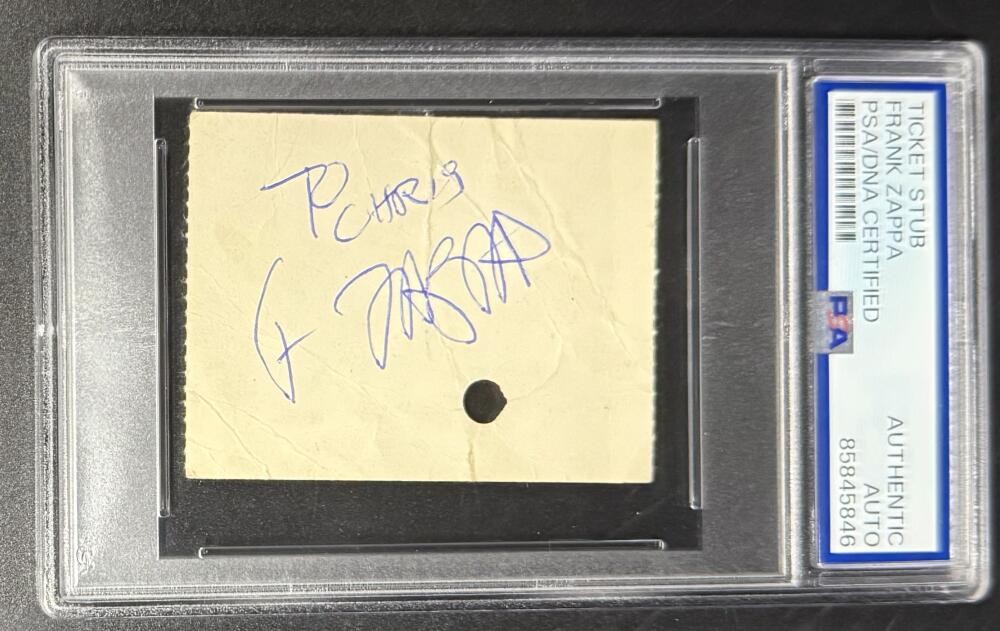 Frank Zappa Signed Autograph PSA/DNA Slabbed Ticket Stub - To Chris - Very Rare!