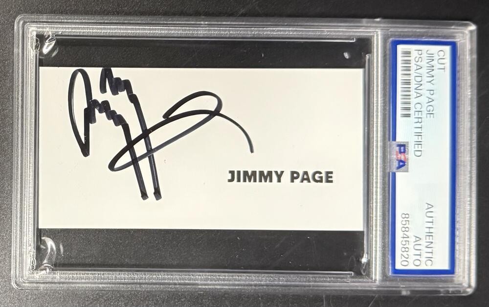 Jimmy Page Led Zeppelin Signed Autograph PSA/DNA COA Slabbed Cut Signature