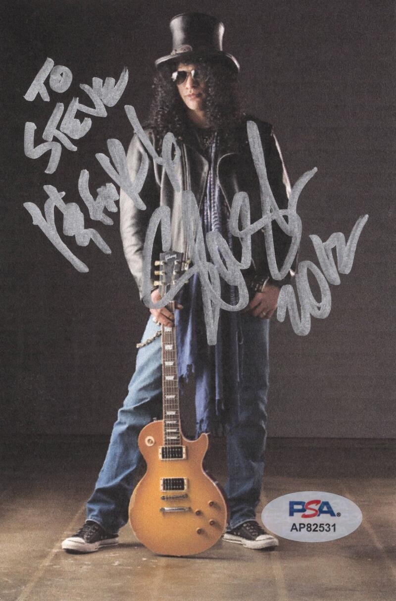 Slash Guns N Roses Signed Autograph 4x6 Photo - To Steve Rock N F'N Roll PSA