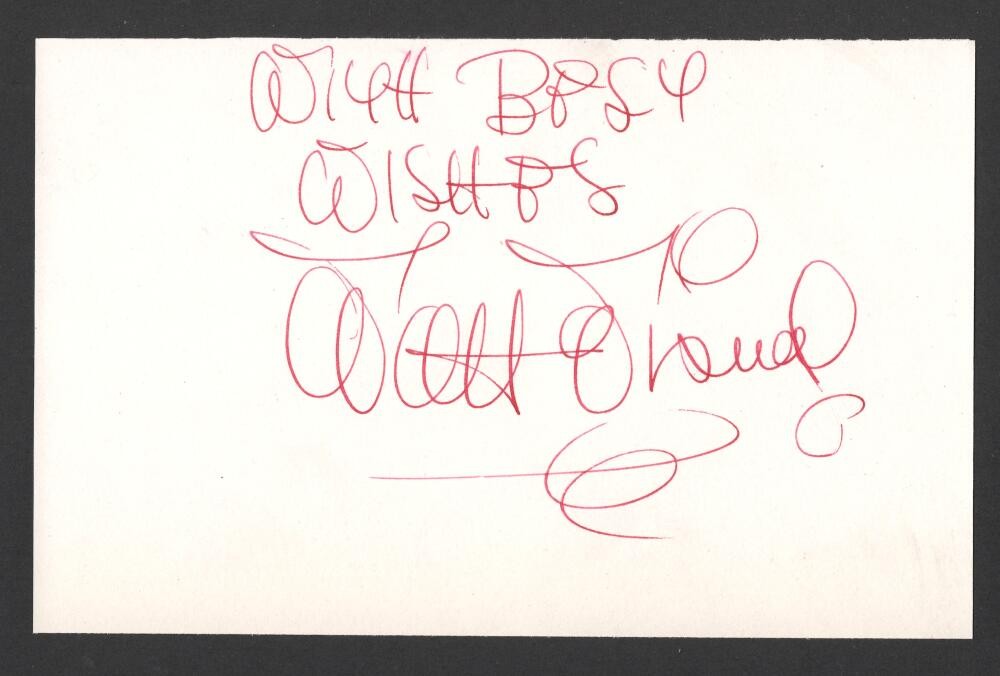 Walt Disney Signed Autograph 4x6.5 Cut Signature - With Best Wishes JSA COA