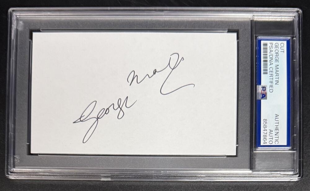 George Martin Beatles Signed Autograph PSA/DNA Slab Encapsulated Cut Note Card