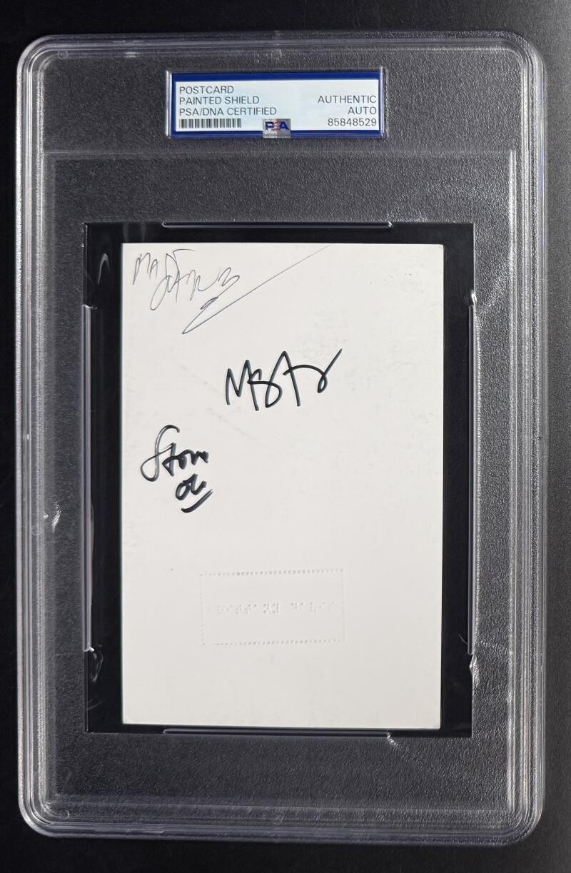 Painted Shield Signed Autograph PSA/DNA Slabbed Cut Card COA Pearl Jam Stone F