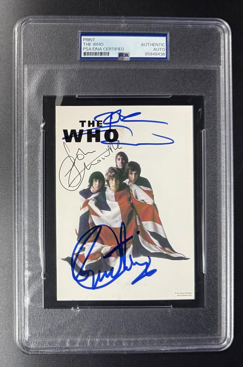 The Who Full Band Signed Autograph PSA/DNA Slabbed Cut Rare Vintage Print COA