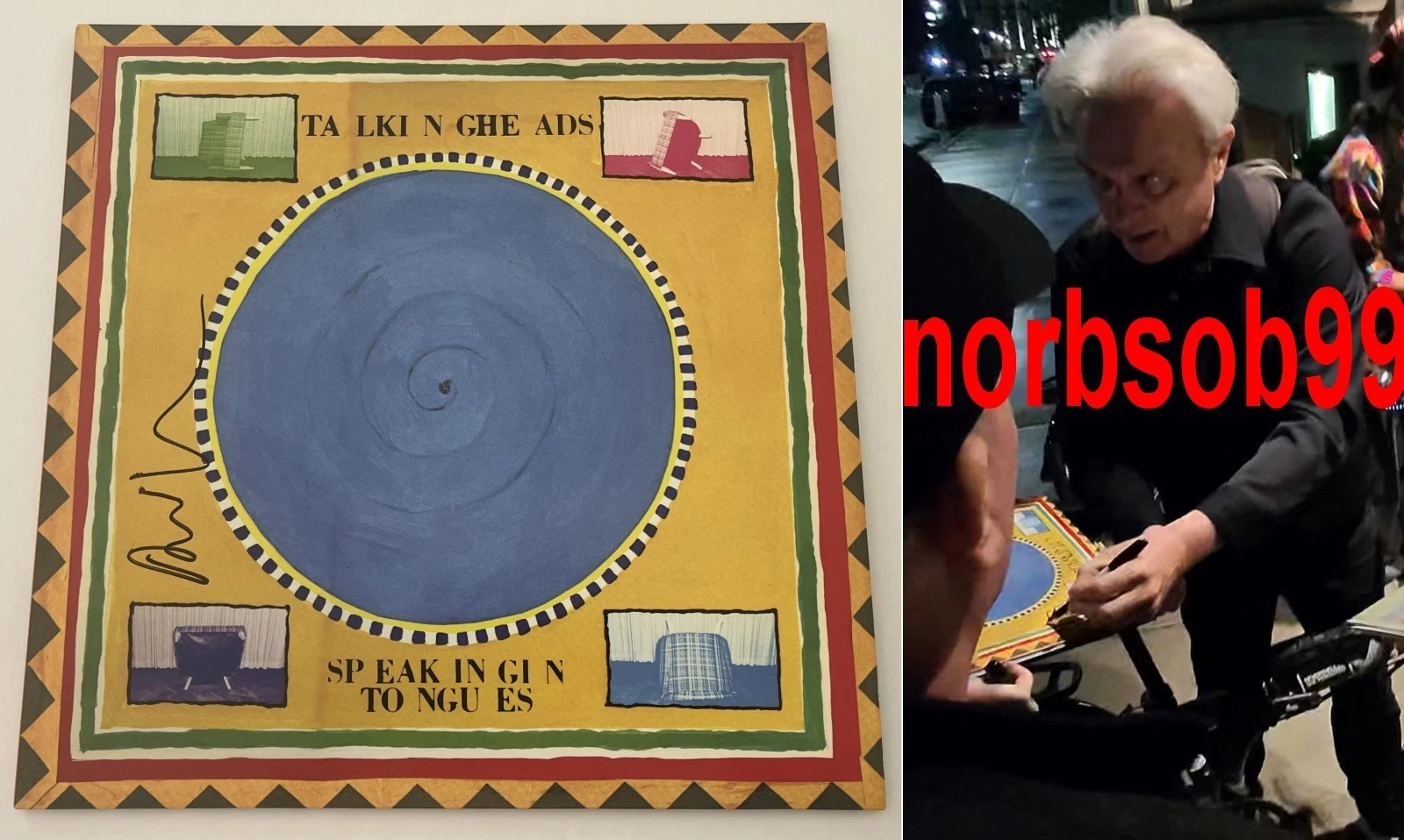 DAVID BYRNE SIGNED TALKING HEADS SPEAKING IN TONGUES VINYL w/EXACT PROOF BECKETT
