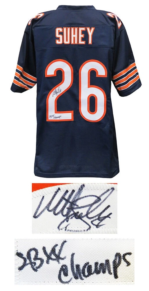 Matt Suhey BEARS Signed Navy Custom Football Jersey w/SB XX Champs- SCHWARTZ COA