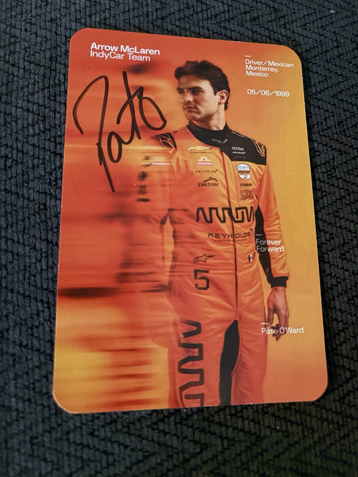 Pato O'ward 2026 Indy 500 Signed Car Promo Hero Card Indianapolis