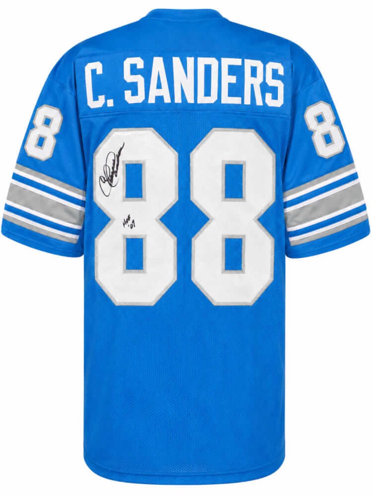 Charlie Sanders Signed Blue T/B Custom Football Jersey w/HOF'07 - (SCHWARTZ COA)