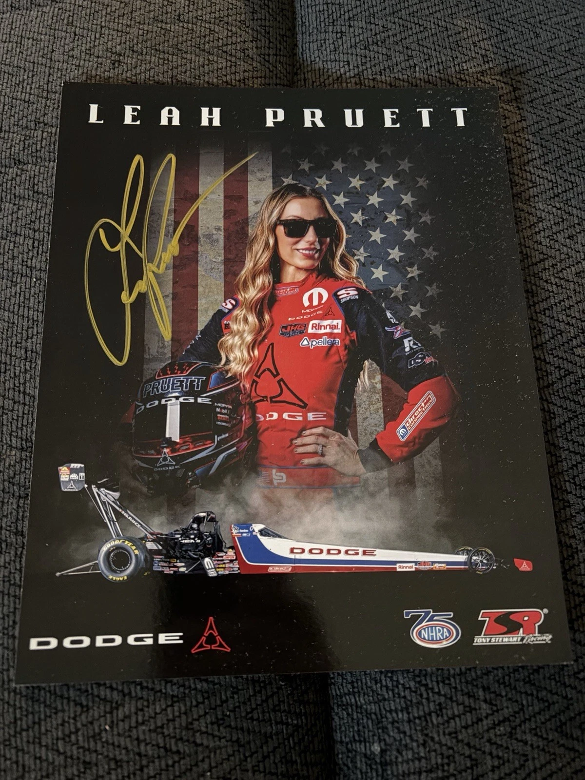 Leah Pruett 2026 NHRA Signed Car Promo Hero Card Top Fuel Tony Stewart Racing