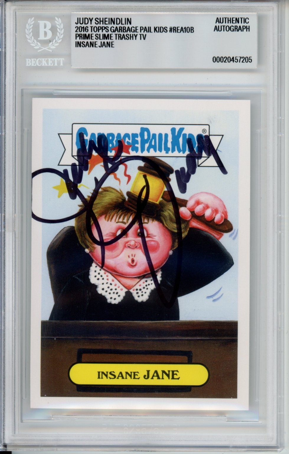 2016 Topps Garbage Pail Kids GPK Insane Jane Judge Judy AUTOGRAPH Beckett COA