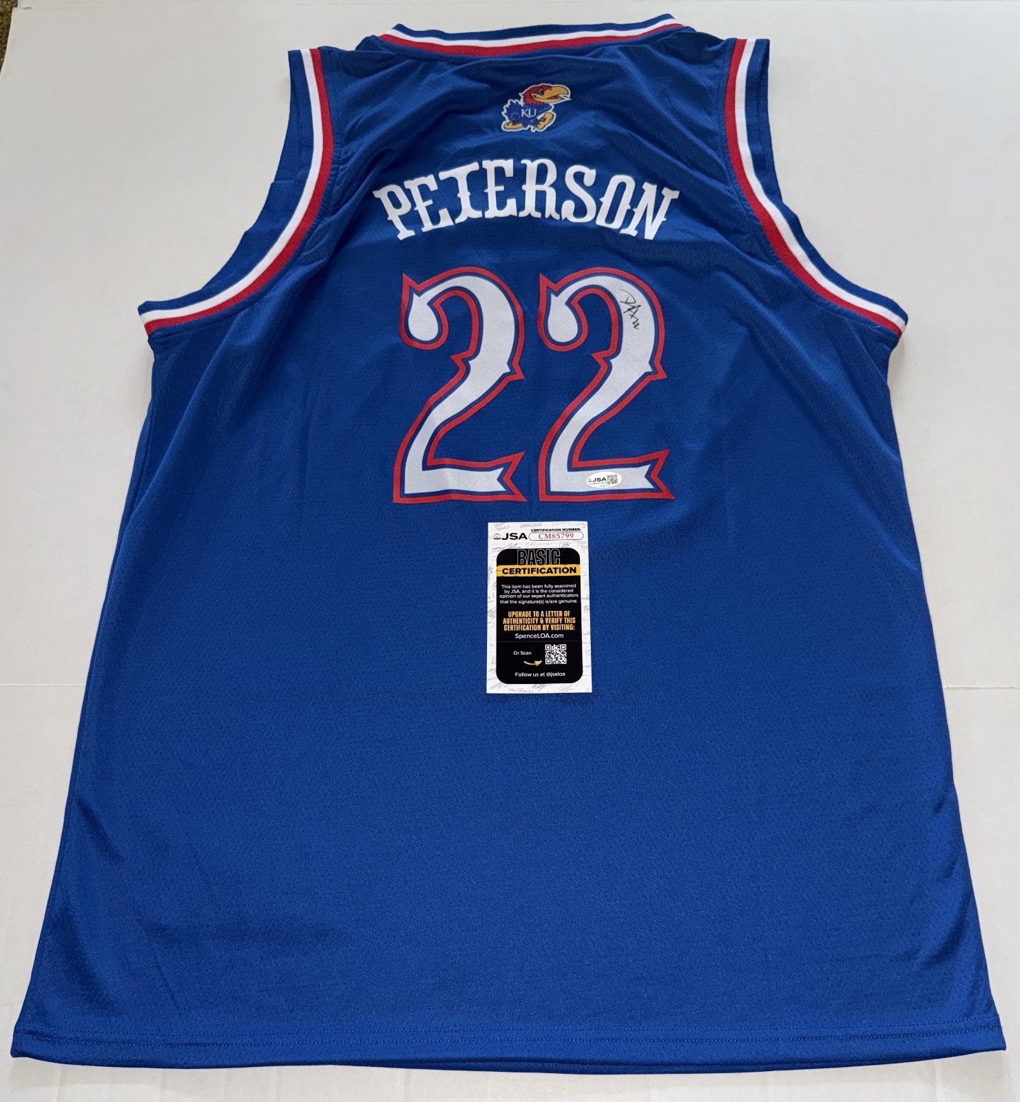Darryn Peterson signed Kansas Jayhawks jersey autographed JSA