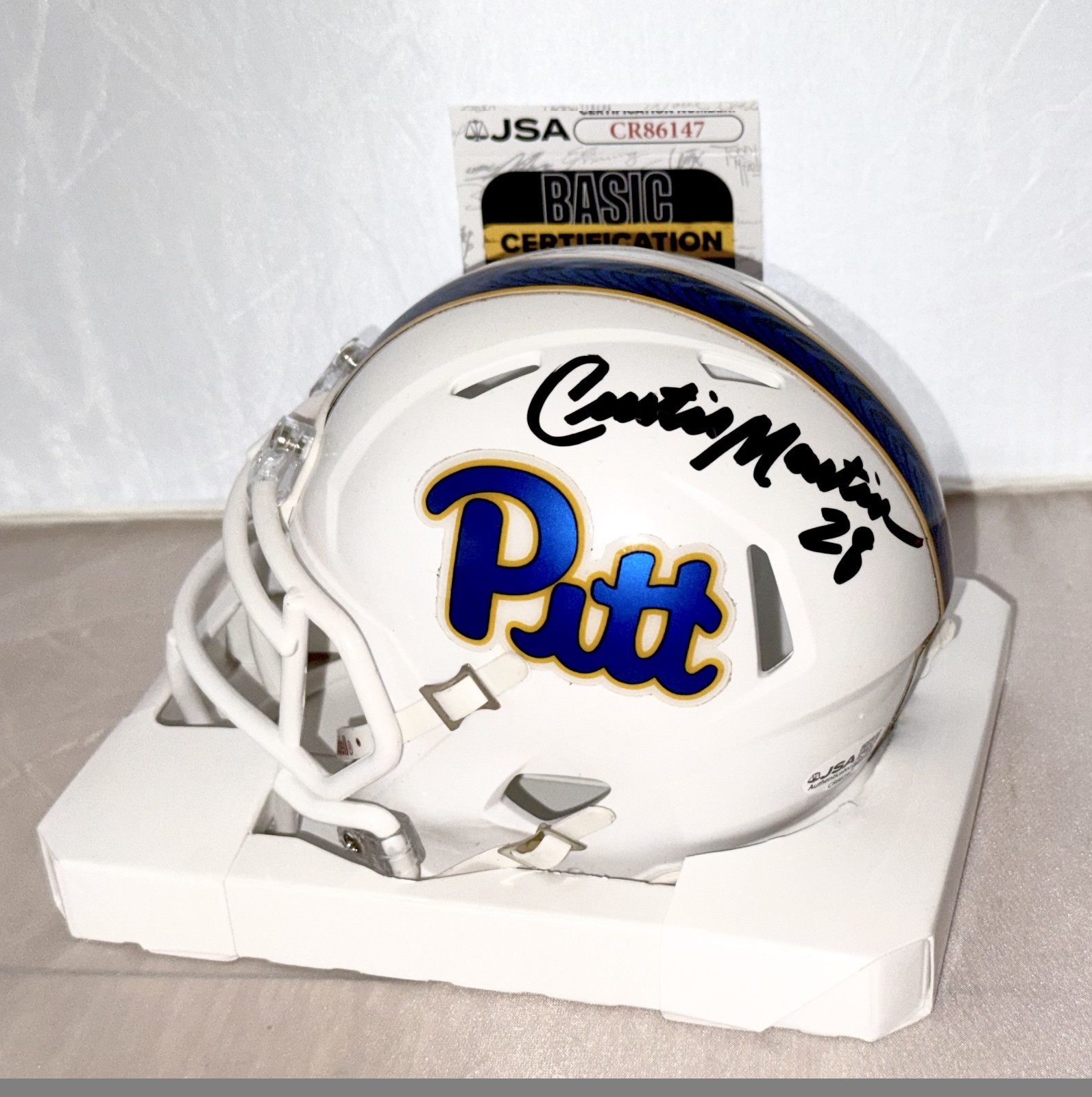 Curtis Martin signed Pittsburgh Panthers mini helmet autographed JSA
