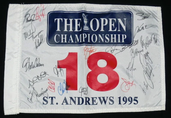 PGA CHAMPIONSHIP GOLF FLAG (25 SIGNATURES) - Westwood, Rose, Garcia, Fowler, etc