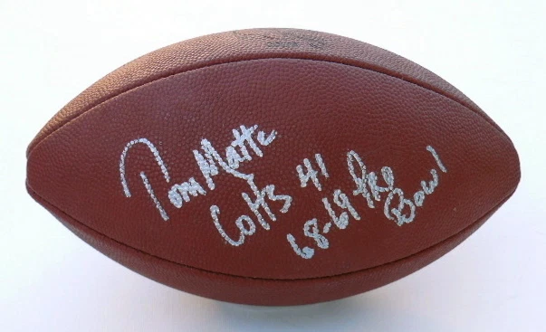 TOM MATTE AUTOGRAPHED JUNIOR SIZED FOOTBALL (COLTS) W/ PROOF!