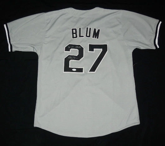GEOFF BLUM AUTOGRAPHED CUSTOM JERSEY (WHITE SOX) W/ PROOF! - JSA COA!