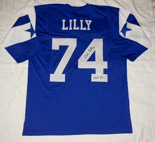 BOB LILLY AUTOGRAPHED CUSTOM JERSEY (COWBOYS) JSA COA!
