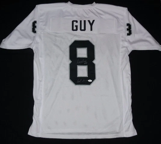 RAY GUY AUTOGRAPHED CUSTOM JERSEY (RAIDERS) W/ PROOF! - JSA COA!