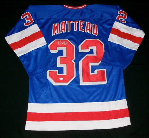 STEPHANE MATTEAU AUTOGRAPHED CUSTOM JERSEY (RANGERS) W/ PROOF + JSA COA!