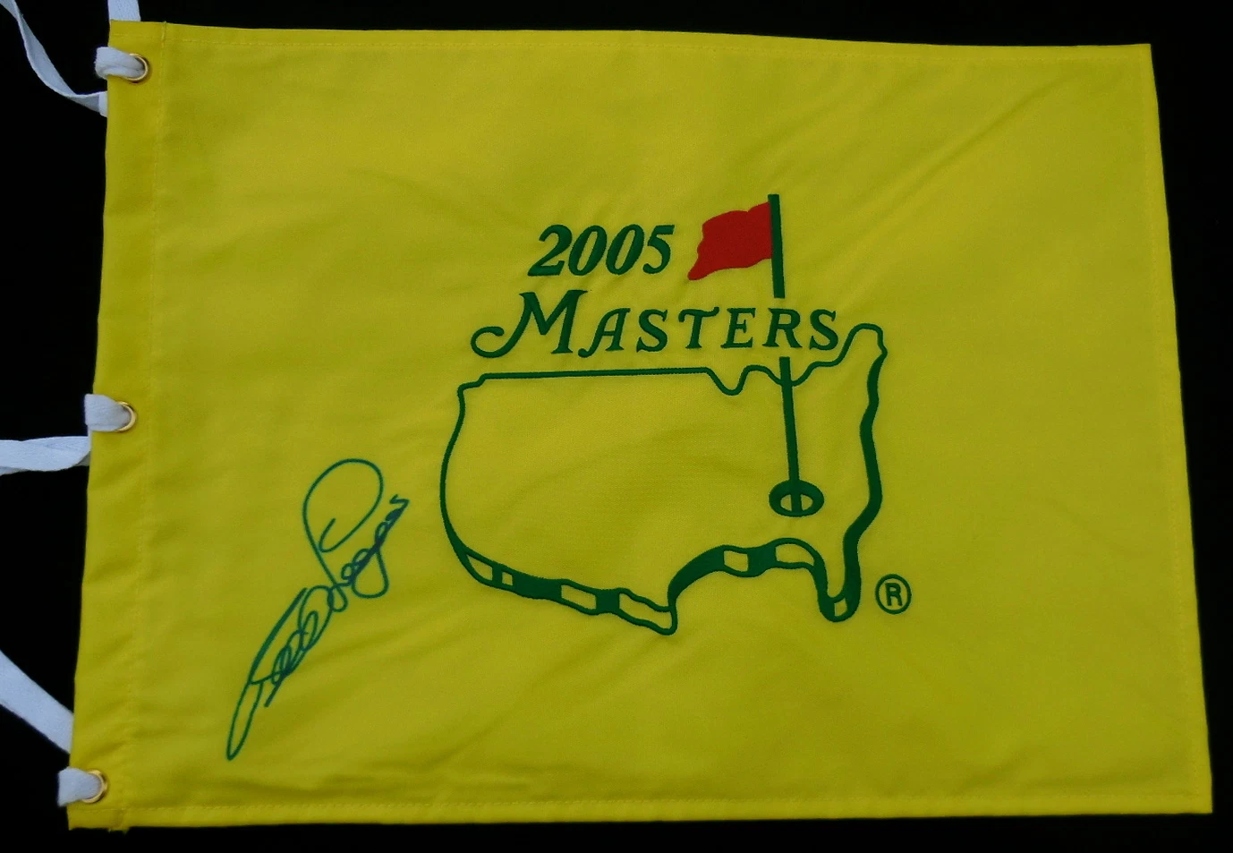 BERNHARD LANGER AUTOGRAPHED 2005 MASTERS GOLF FLAG (2X CHAMPION!)