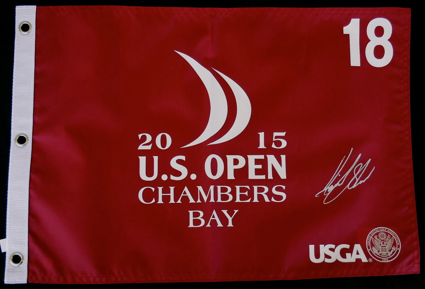 HENRIK STENSON AUTOGRAPHED 2015 US OPEN GOLF FLAG (W/ PROOF!)