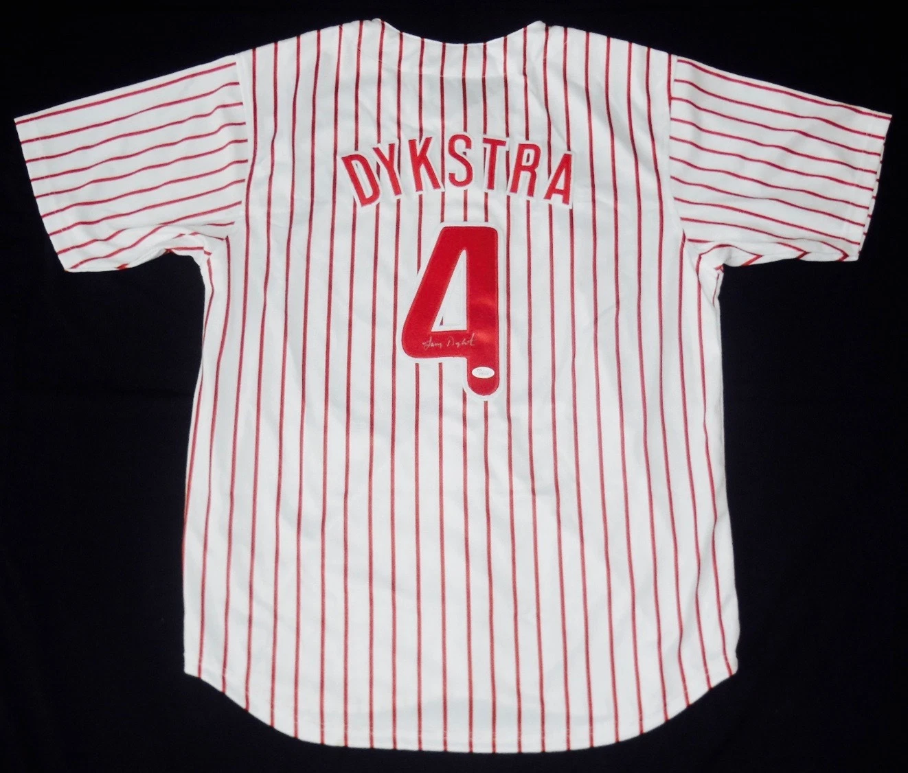 LENNY DYKSTRA AUTOGRAPHED JERSEY (PHILADELPHIA PHILLIES) W/ PROOF - JSA COA!