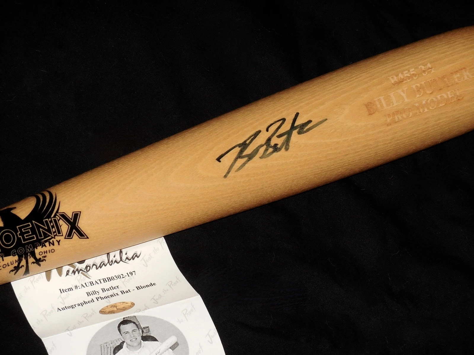 BILLY BUTLER AUTOGRAPHED PHOENIX BAT (KANSAS CITY ROYALS) W/ PROOF!