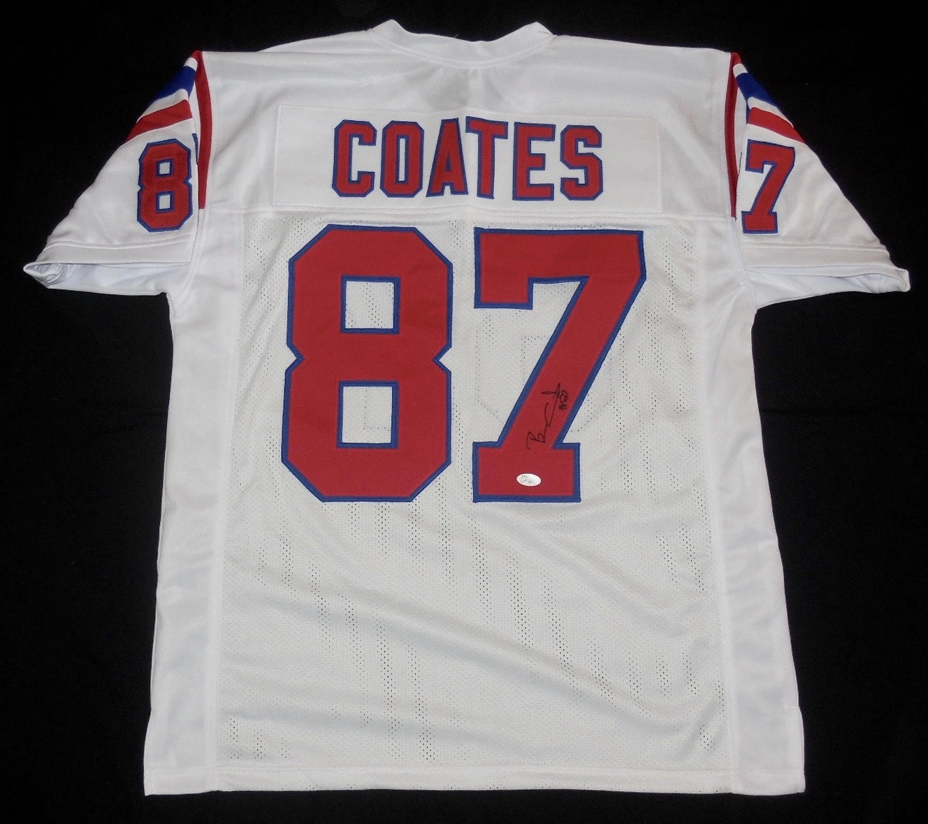 BEN COATES AUTOGRAPHED CUSTOM JERSEY (PATRIOTS) - JSA COA!