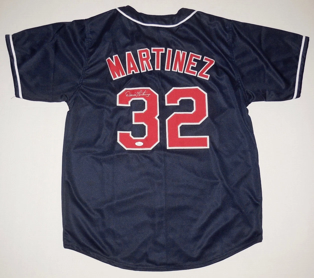 DENNIS MARTINEZ AUTOGRAPHED CUSTOM JERSEY (CLEVELAND INDIANS) - JSA COA!