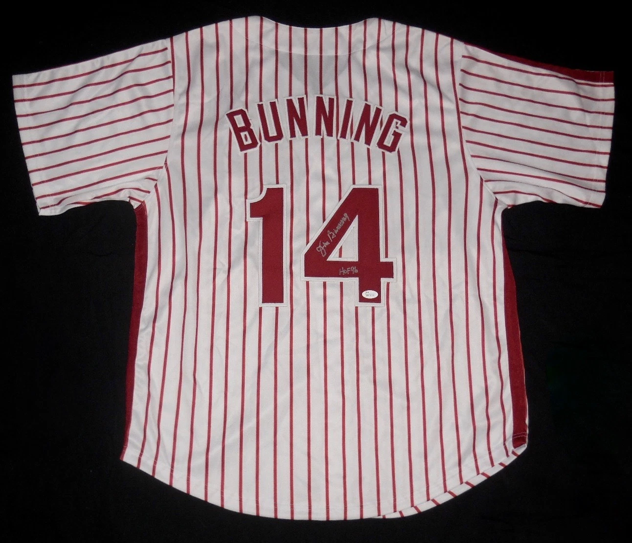 JIM BUNNING AUTOGRAPHED CUSTOM JERSEY (PHILADELPHIA PHILLIES) - JSA COA!