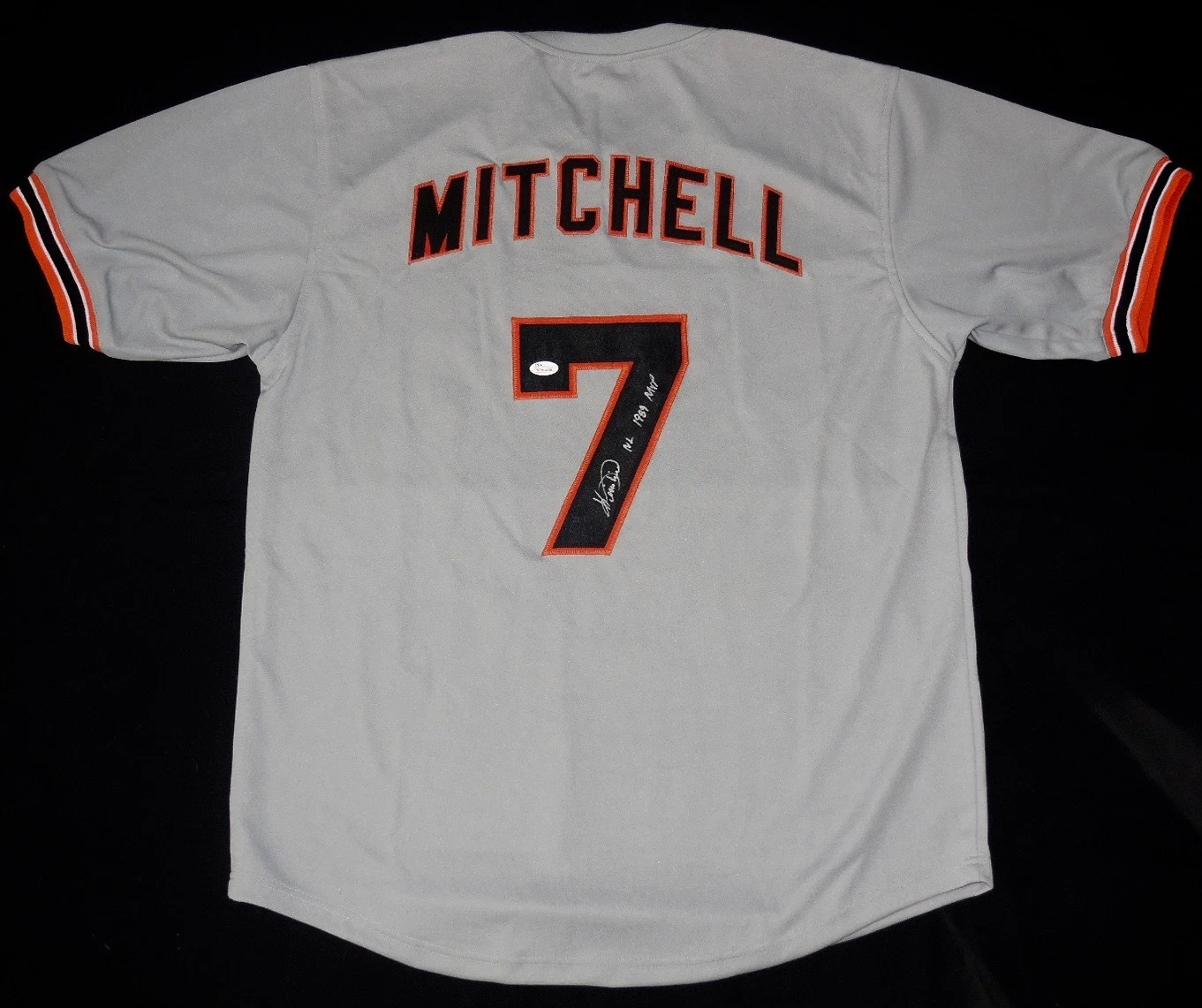 KEVIN MITCHELL AUTOGRAPHED CUSTOM JERSEY (GIANTS) - JSA COA!