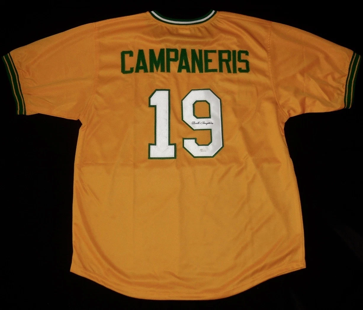 BERT CAMPANERIS AUTOGRAPHED CUSTOM JERSEY (ATHLETICS) - JSA COA!