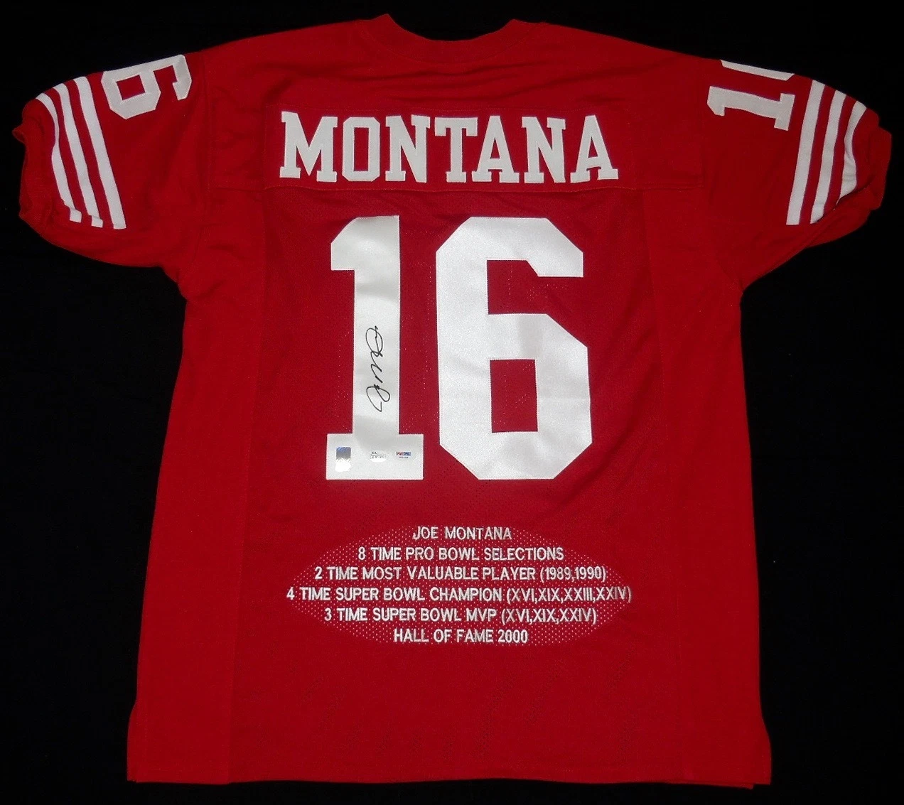 JOE MONTANA AUTOGRAPHED STAT JERSEY (SAN FRANCISCO 49'ERS) - JSA & PSA DNA!