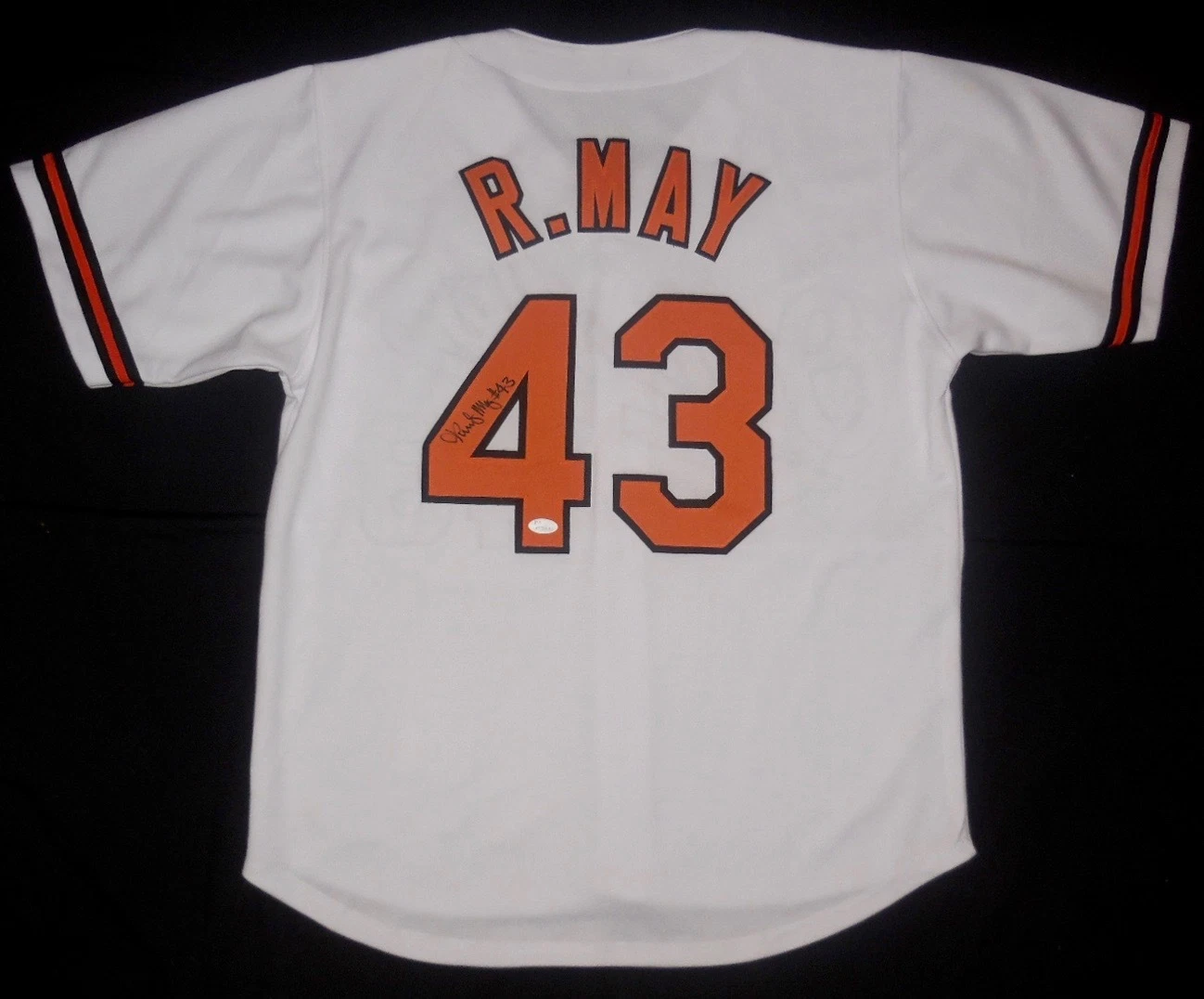 RUDY MAY AUTOGRAPHED CUSTOM JERSEY (BALTIMORE ORIOLES) - JSA COA!