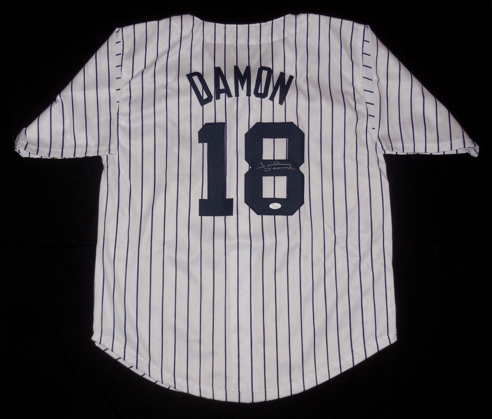 JOHNNY DAMON AUTOGRAPHED CUSTOM JERSEY (YANKEES) - JSA COA!