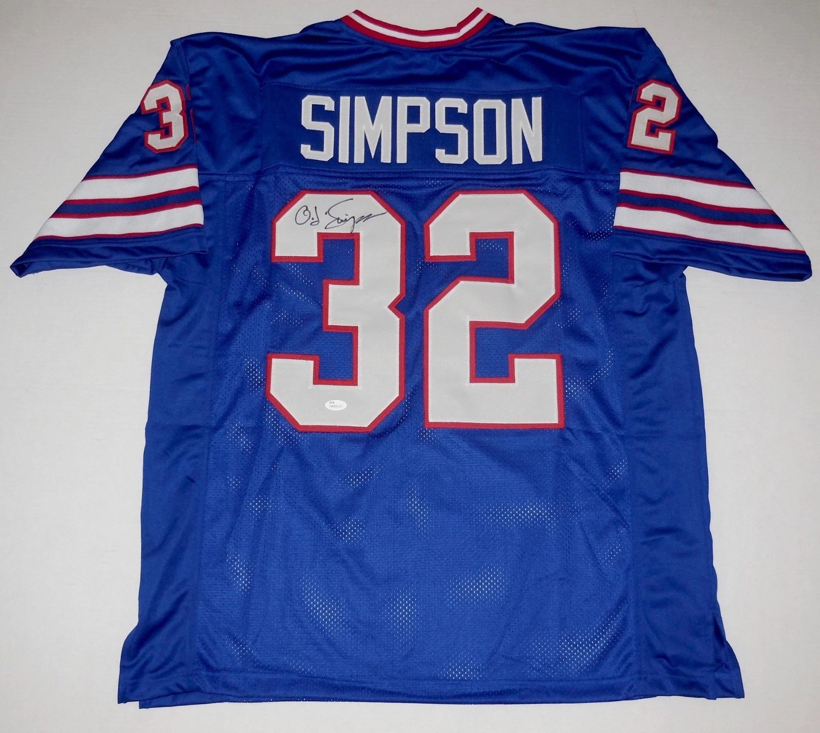 OJ SIMPSON AUTOGRAPHED CUSTOM JERSEY (BUFFALO BILLS) - JSA COA!