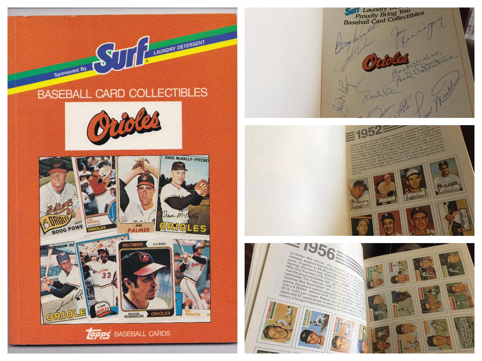 BALTIMORE ORIOLES AUTOGRAPHED TOPPS BASEBALL CARD BOOK (10 SIGNATURES) - Powell,