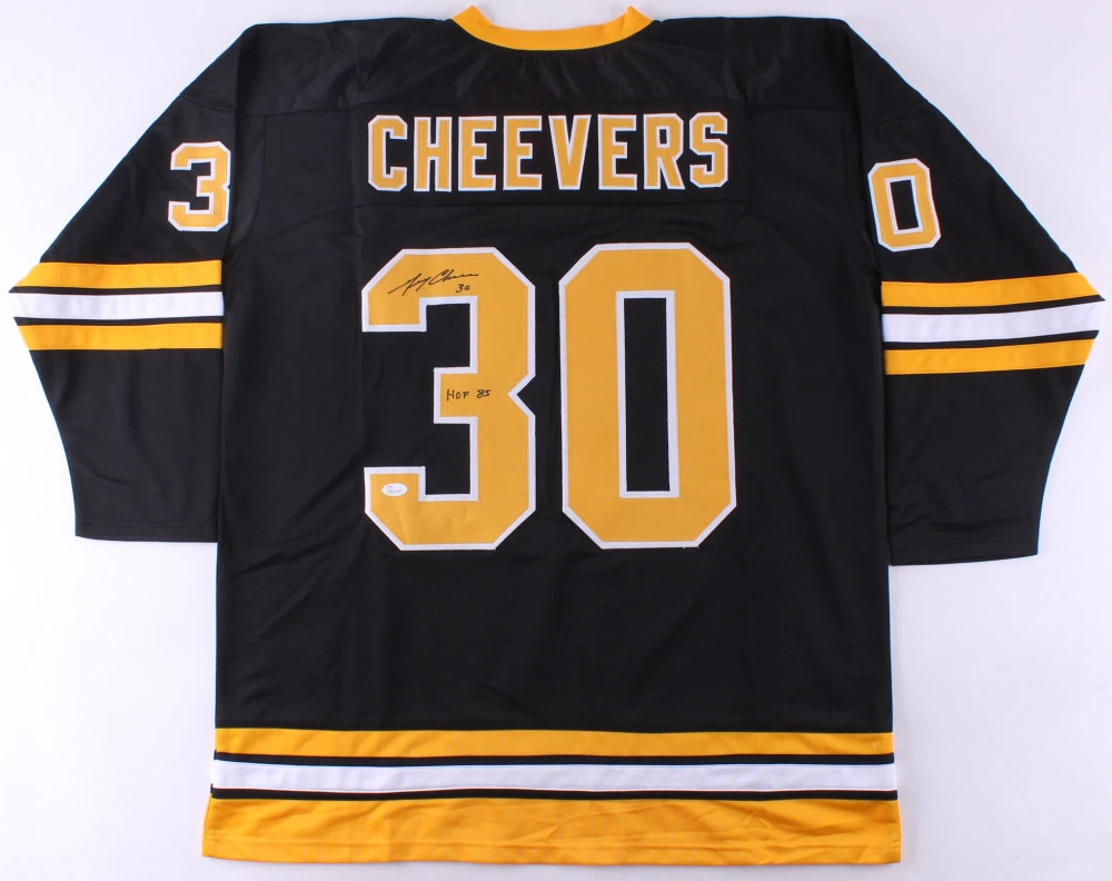 GERRY CHEEVERS AUTOGRAPHED CUSTOM JERSEY (BOSTON BRUINS) - JSA COA!