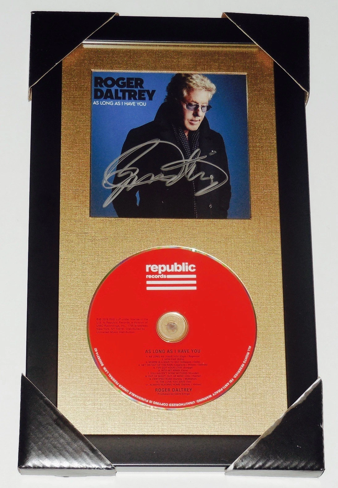 ROGER DALTREY AUTOGRAPHED CD COVER (FRAMED & MATTED) - W/ COA! - THE WHO!